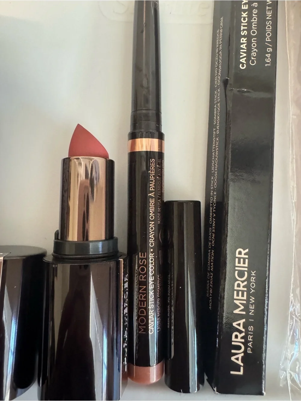 laura mercier Modern Rose Lipstick & Eye Color Set with Nude Primer and Brush